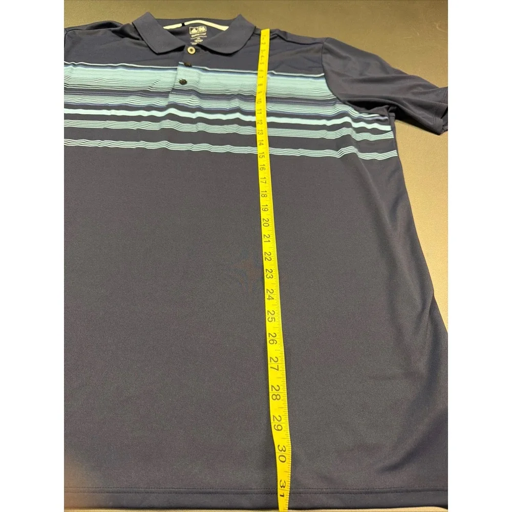 Adidas Climacool Golf Polo Shirt Men 2XL Navy Blue Striped Short Sleeve Athletic